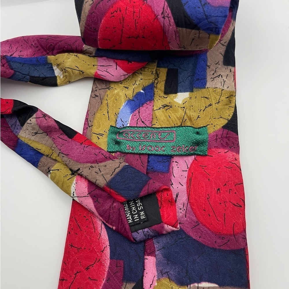 Vibrant Abstract Tie in Red, Blue, and Gold - Picture 5 of 5